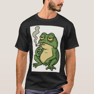 Rökande Groda Cartoon T-Shirt Rolig Avslappnad Gro
