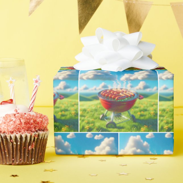 Rökande Hett Hundar på BBQ Grill Presentpapper (Födelsedagsfest)