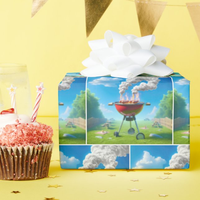 Rökande Hett Hundar på BBQ Grill Presentpapper (Födelsedagsfest)