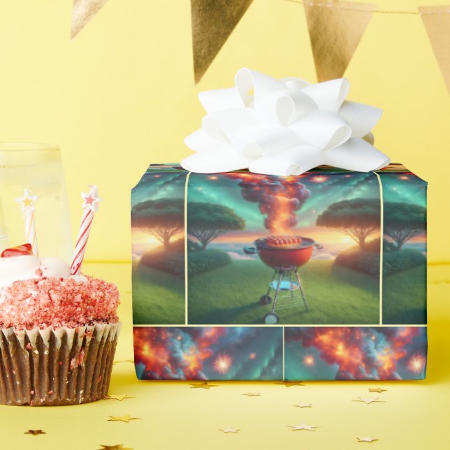 Rökande Hett Hundar på BBQ Grill Presentpapper (Födelsedagsfest)