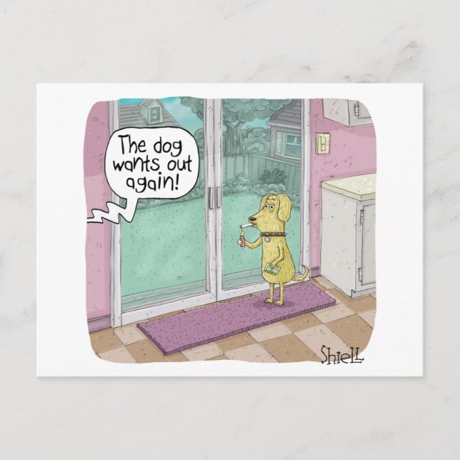 Rökande Hund roligt födelsedagskort Helg Vykort (Framsida)