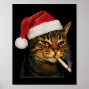 Rökande katt cigarett jul tomtehatt katt meme poster