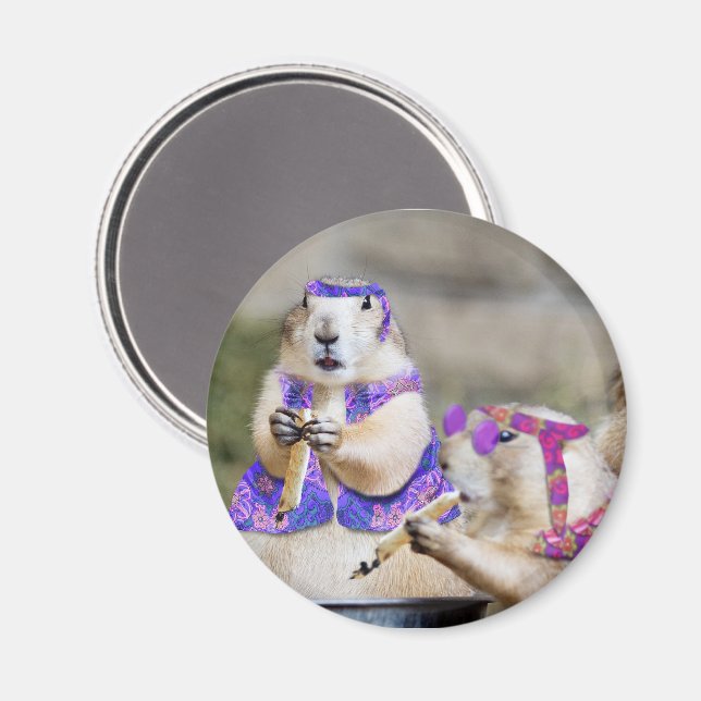 Rökande Präriemurmeldjur Hippisar Magnet (Front/Back)