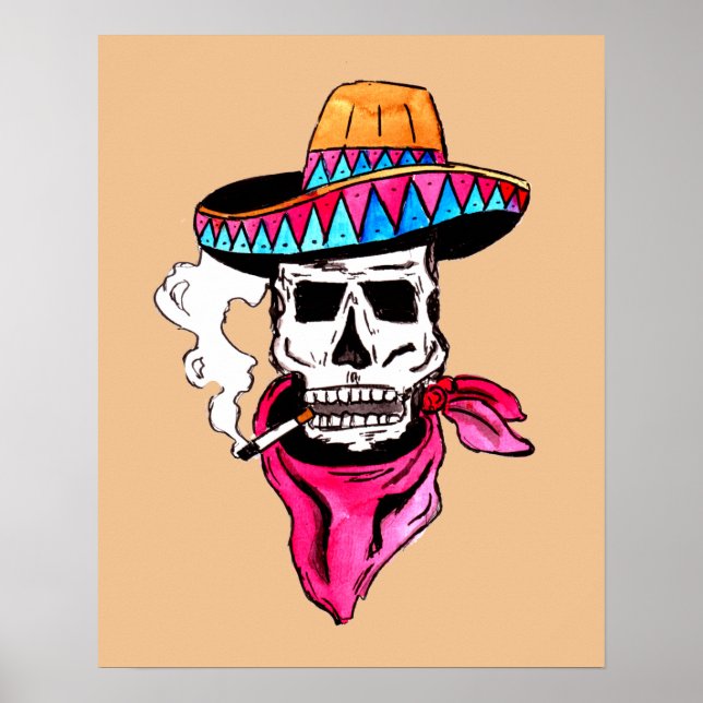 Rökande Skelett Cowboy Poster (Framsidan)