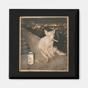 Rökande Sphynx Katt Meme Rolig Grafisk Konst Magnet