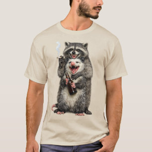 Rökande tvättbjörn öl pungråtta bästa vänner t shirt