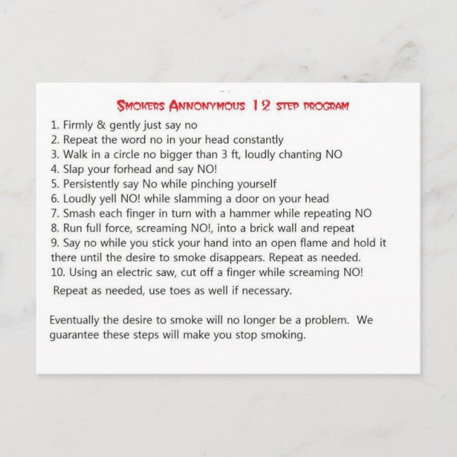 Rökare 12 steg vykort (Framsida)