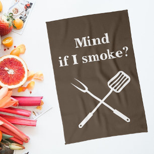 Rökare BBQ Grill Cook Mind om jag röker Kökshandduk