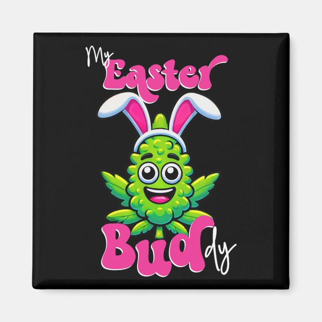 Rökblomman i Påsk Bud Funny Ogräs Magnet (Framsidan)