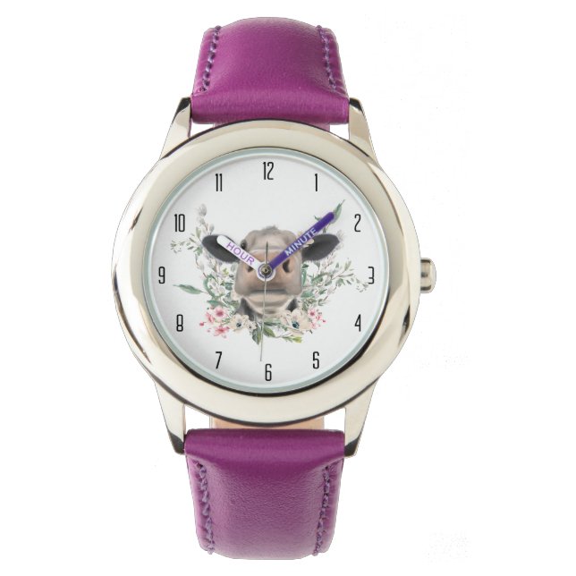 Rökblommor, vattenfärg, grått, husdjur armbandsur (Framsida)