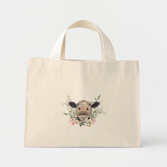 Rökblommor, vattenfärg, grått, husdjur mini tygkasse (Framsidan)
