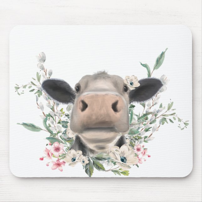 Rökblommor, vattenfärg, grått, husdjur musmatta (Framsidan)