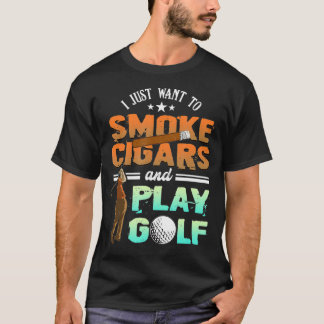 Rökcigarr och spela Golf Golfer Smoking Cigarette T Shirt