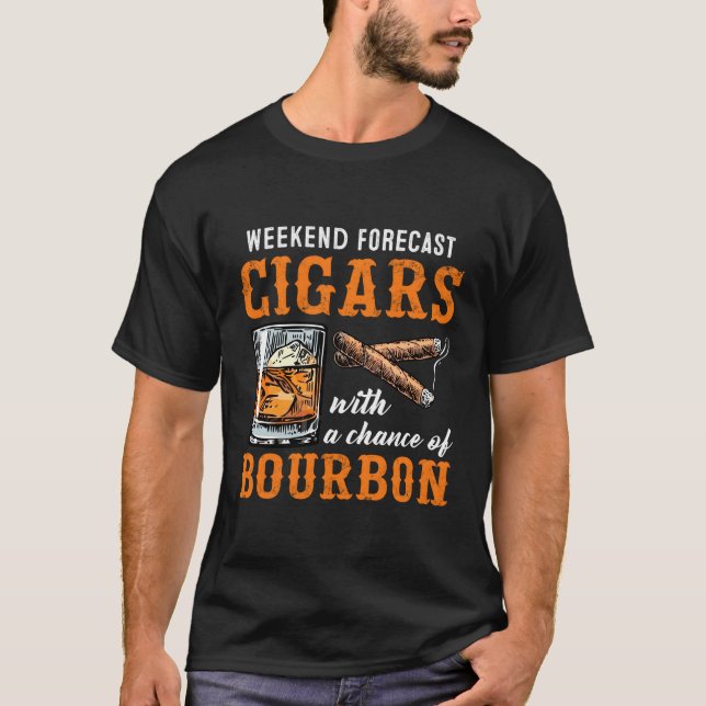 Rökcigarrer med Bourbon-drickare T Shirt (Framsida)