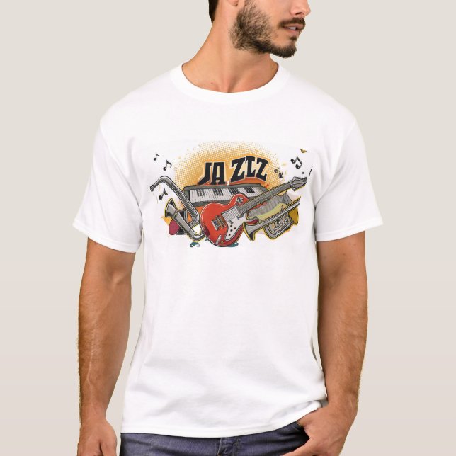 RokcloneDesignar 2024 Art Intelligence Jazz-serien T Shirt (Framsida)