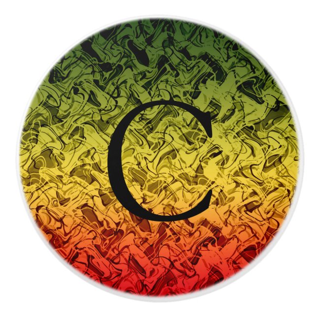 Rökdesign för Abstrakten Röd Gult och Grönt Knopp (Framsidan)