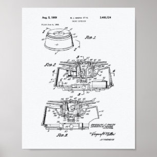 Rökdetektor 1969 Patent Art - vit Papper Poster