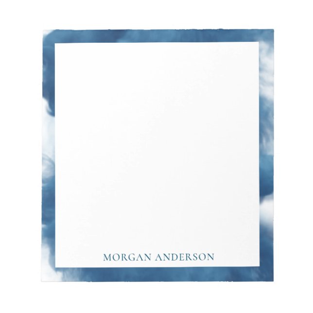 rökeffekt blått trendig monogram anteckningsblock (Framsida)