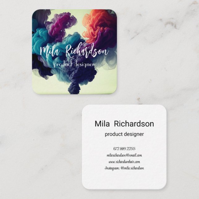 rökeffekt modernt kvadratiskt affärskort fyrkantigt visitkort (Fram/baksida)