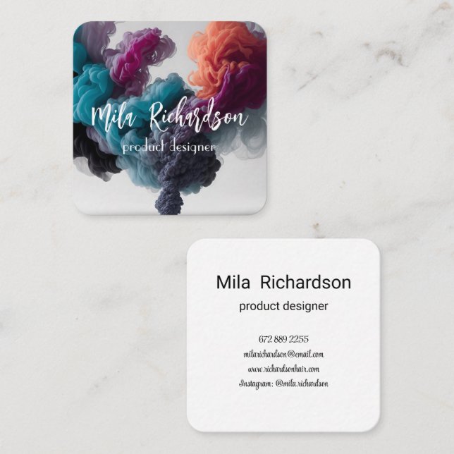 rökeffekt modernt kvadratiskt affärskort fyrkantigt visitkort (Fram/baksida)