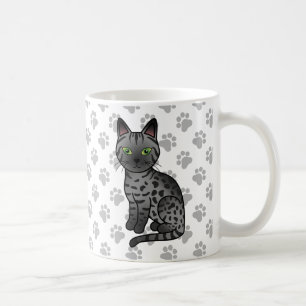 Rökegyptisk Mau Söt Tecknad Katt Illustration Kaffemugg