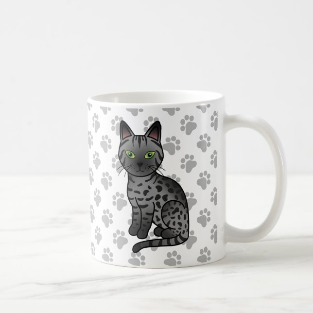 Rökegyptisk Mau Söt Tecknad Katt Illustration Kaffemugg (Höger)