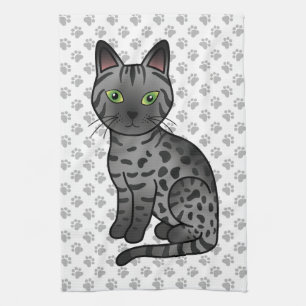 Rökegyptisk Mau Söt Tecknad Katt Illustration Kökshandduk