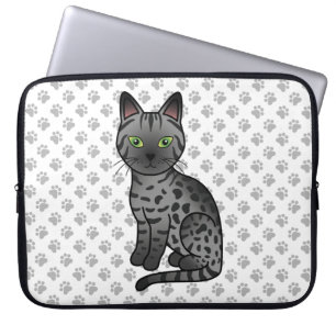 Rökegyptisk Mau Söt Tecknad Katt Illustration Laptop Fodral