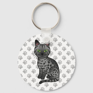 Rökegyptisk Mau Söt Tecknad Katt Illustration Nyckelring