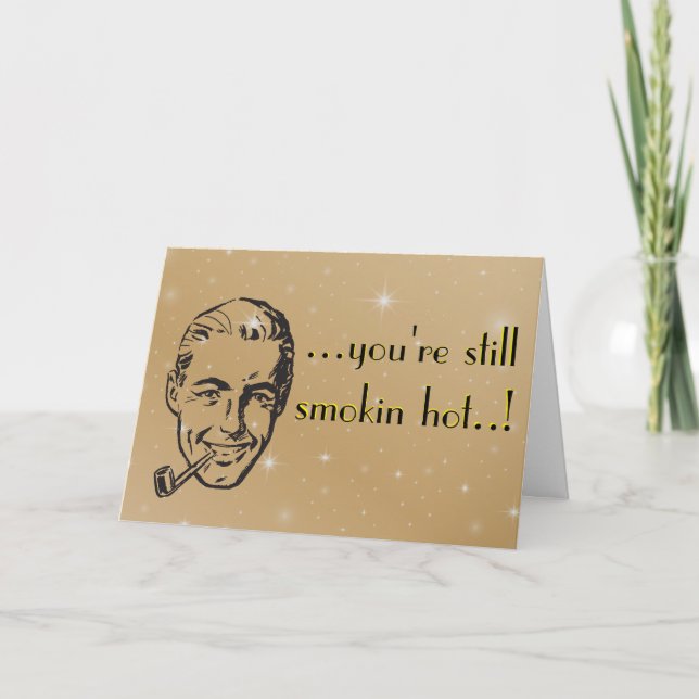 Rökens Hett Man Pipe-årsdag Retro Kort (Framsida)