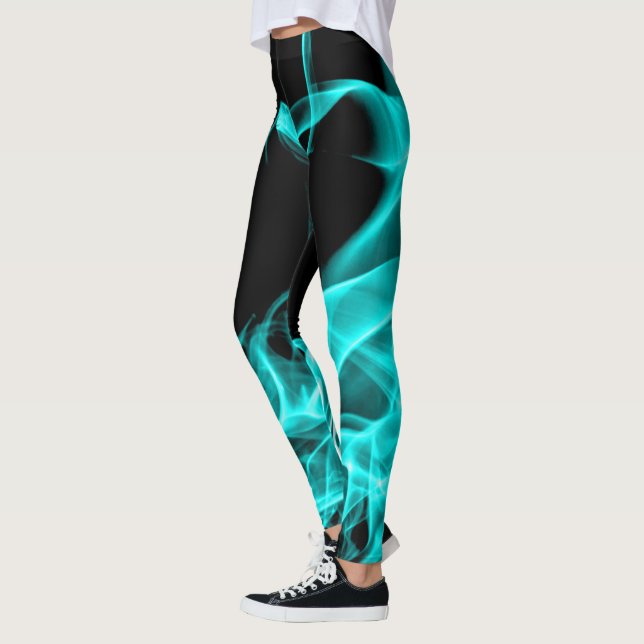 Röker abstrakt krickablått för funky Flumes Leggings (Vänster)