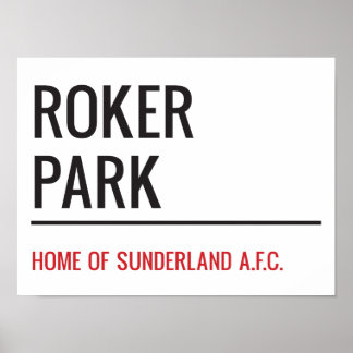 Roker Park Stadium Street-tecken Poster