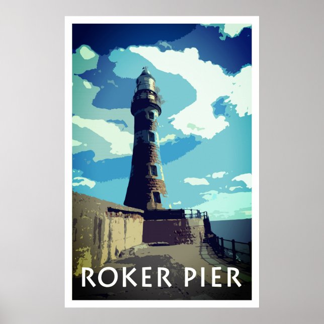 ROKER PIER, SUNDERLAND Vintage Stil Poster (Framsidan)