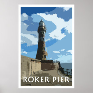 ROKER-PIR, affisch för SUNDERLAND vintagestil