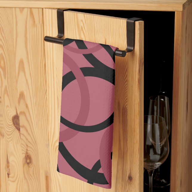 Rökfria Topaz- och svarta cirklar Kökshandduk (Thirds Fold)