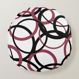 Rökfria Topaz- och svarta cirklar Rund Kudde