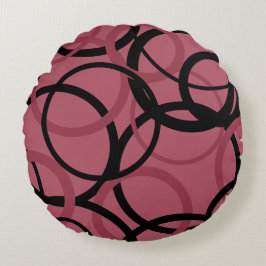 Rökfria Topaz- och svarta cirklar Rund Kudde