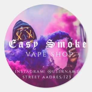 Rökfull rök Vape Shop Classic Round Sticker Runt Klistermärke