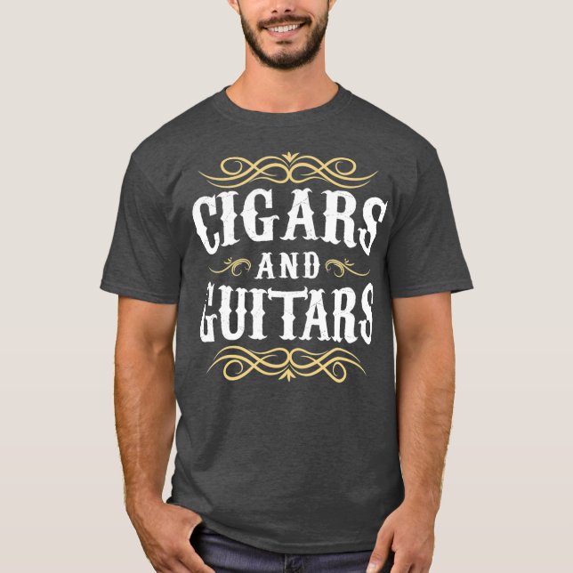 Rökgåva från Cigar Guitar Cigar Älskare till T Shirt (Framsida)