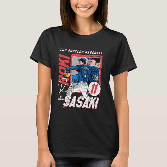 Roki Sasaki  Los Angeles D MLB Baseball Players ML T Shirt (Framsida)