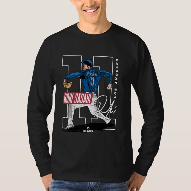 Roki Sasaki  Los Angeles D MLB Basebollspelare ML T Shirt (Framsida)