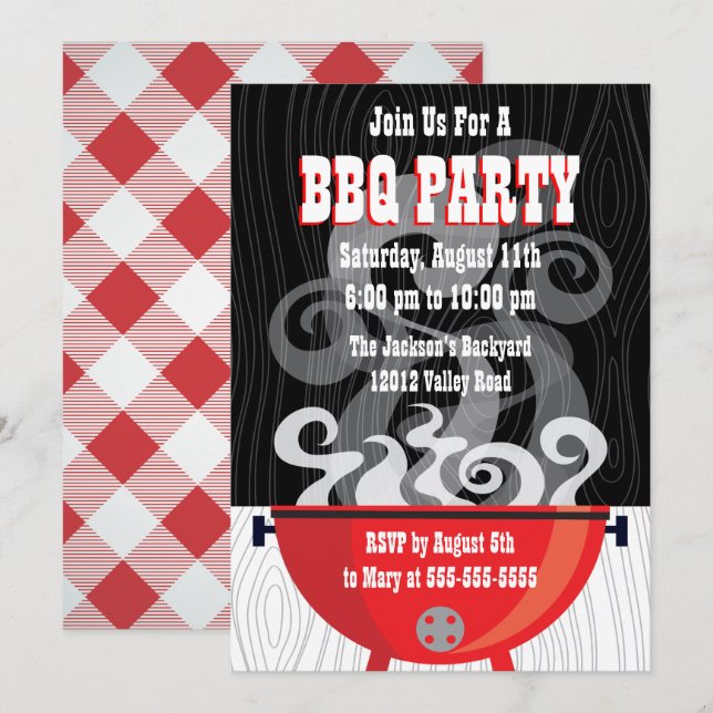 Rökig BBQ-fest inbjudan (Fram/baksida)
