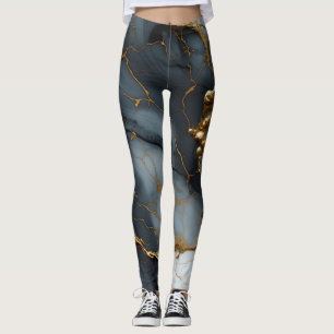Rökig Onyx-marmor med gyllene ådror Leggings