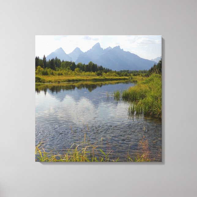 Rökiga reflektioner av Grand Tetons Canvastryck (Framsida)