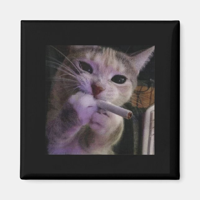 Rökkatt, Cigarette Kattunge Gen Z Meme, katt Magnet (Framsidan)
