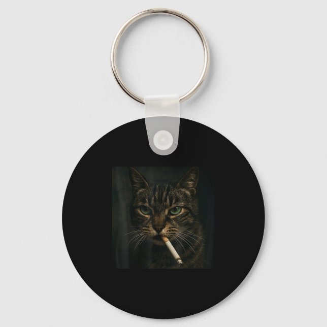 Rökkatt, Cigarette Kattunge Gen Z Meme, katt Nyckelring (Framsida)