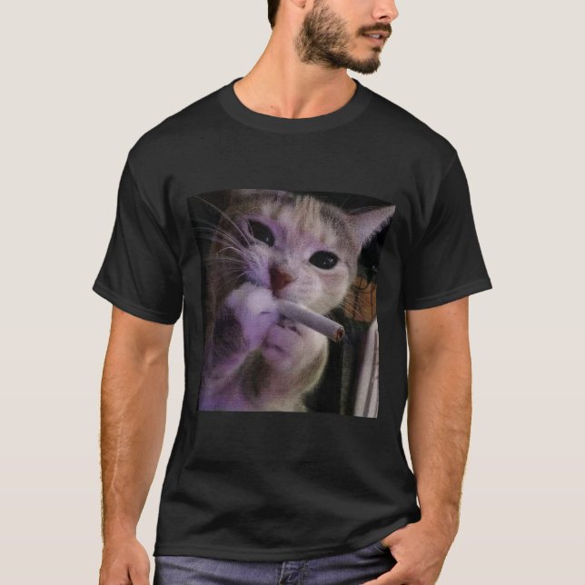 Rökkatt, Cigarette Kattunge Gen Z Meme, katt T Shirt (Framsida)