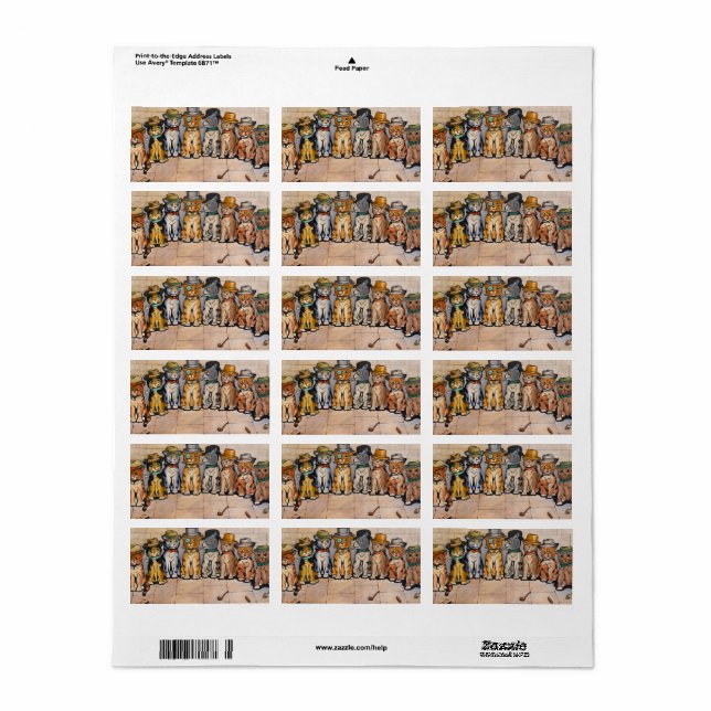 Rökkatter av Louis Wain Adressetikett (Helt Ark)