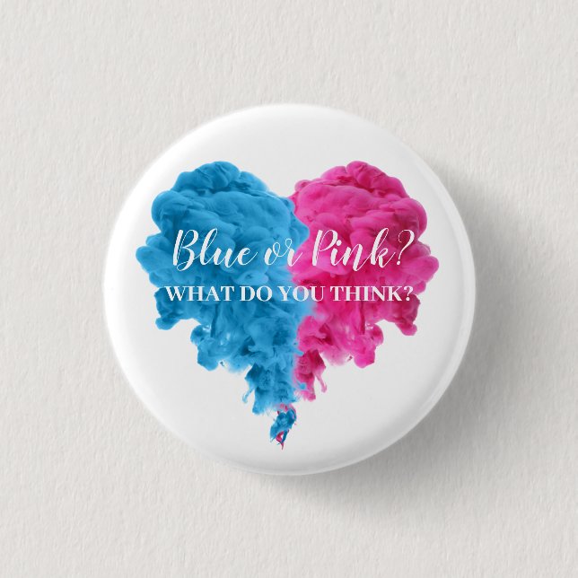 Rökmärd Gender Reveal Party Round Badge Pin Knapp (Framsida)