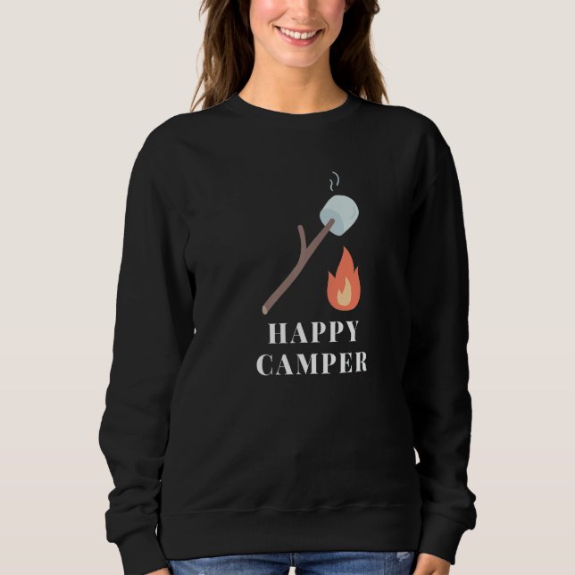 Rökmarmallow Lycklig Campers Campfire Camping T Shirt (Framsida)